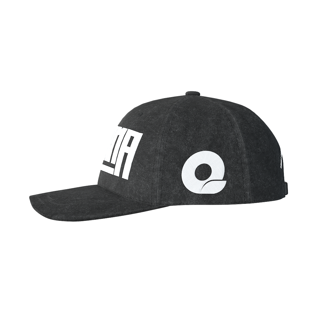 Washed Black Embroidered Dad Cap