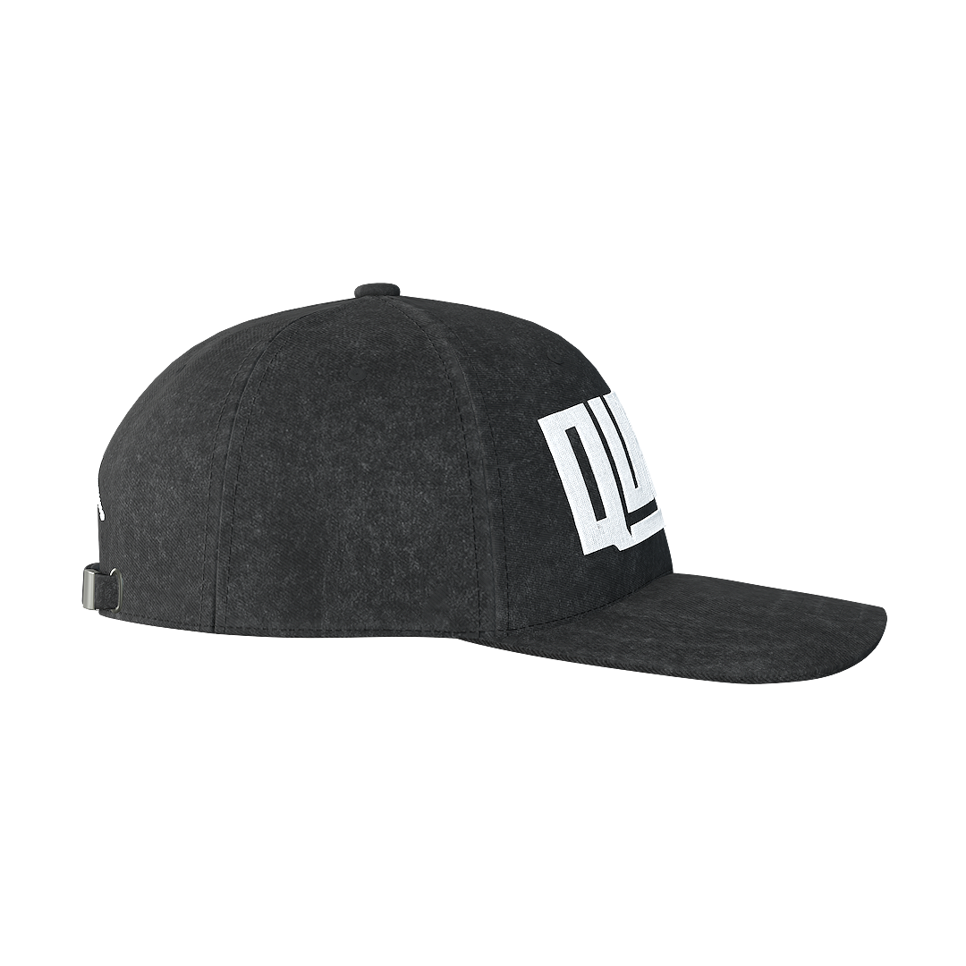 Washed Black Embroidered Dad Cap